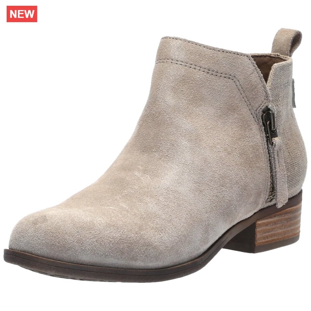 Suede Canvas Ankle Boots Low Heel Dual Zippers Comfort Insole Size 5-39